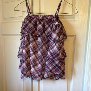 BCX Pink and Black Plaid Top